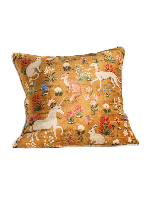 Winter Millefluers Printed Velvet Pillow