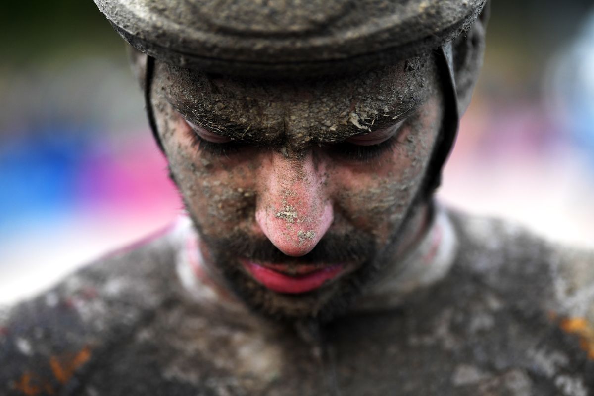 ROUBAIX FRANCE OCTOBER 03 Anthony Turgis of France and Team Total Energies covered in mud after the 118th ParisRoubaix 2021 Mens Eilte a 2577km race from Compigne to Roubaix ParisRoubaix on October 03 2021 in Roubaix France Photo by Tim de WaeleGetty Images