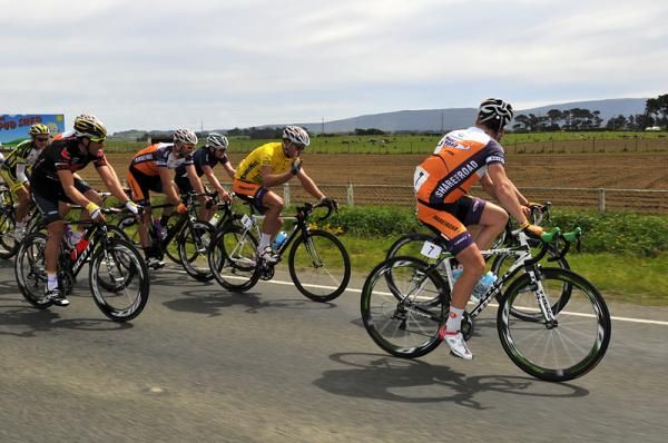 The yellow jersey has a mechanical so the peloton sits up.