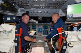 Crew on the Flight Deck of Atlantis