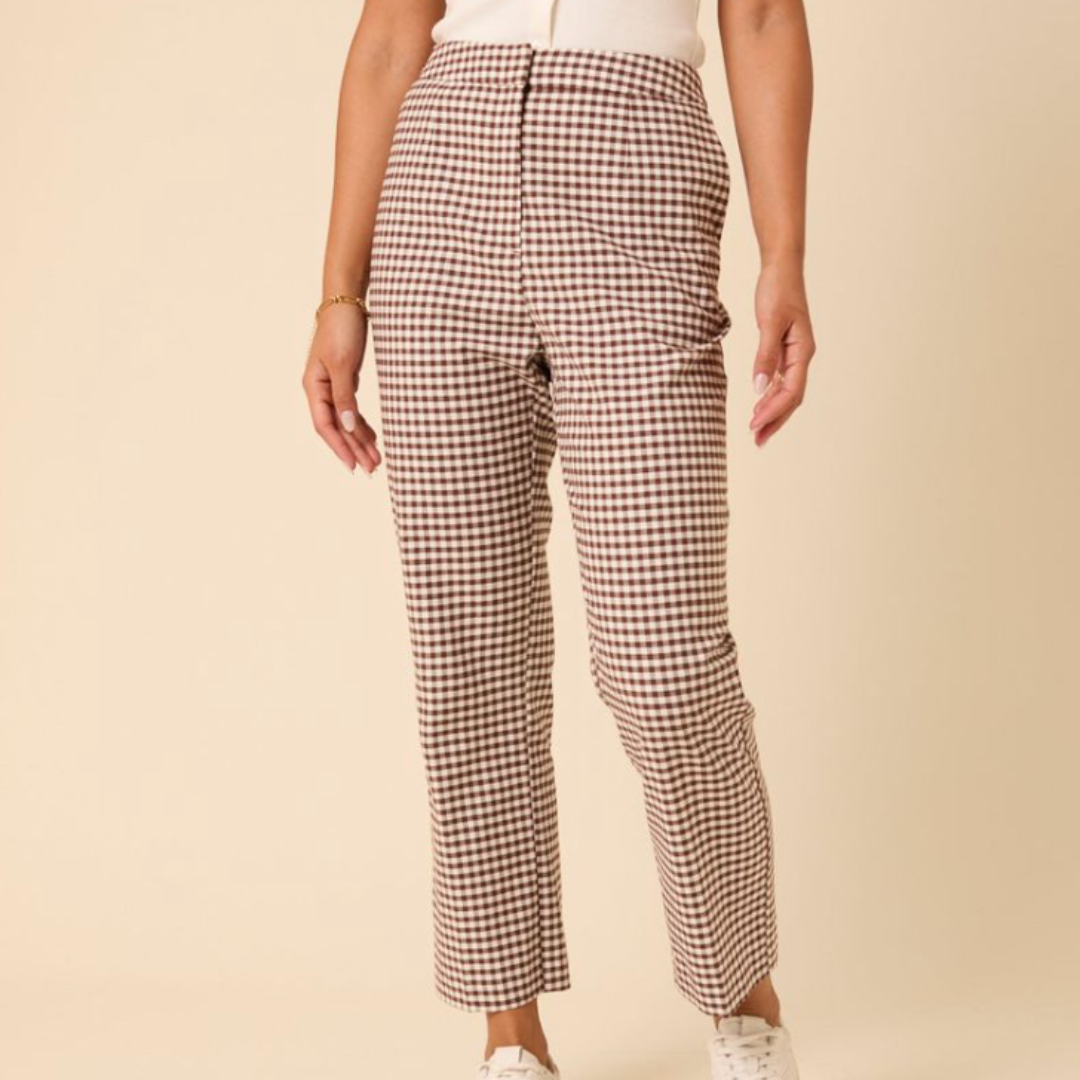 Nobodys Child, Brown Gingham Straight Leg Trousers