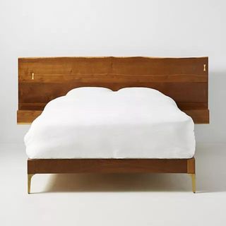 anthropologie wooden bed with extended headboard