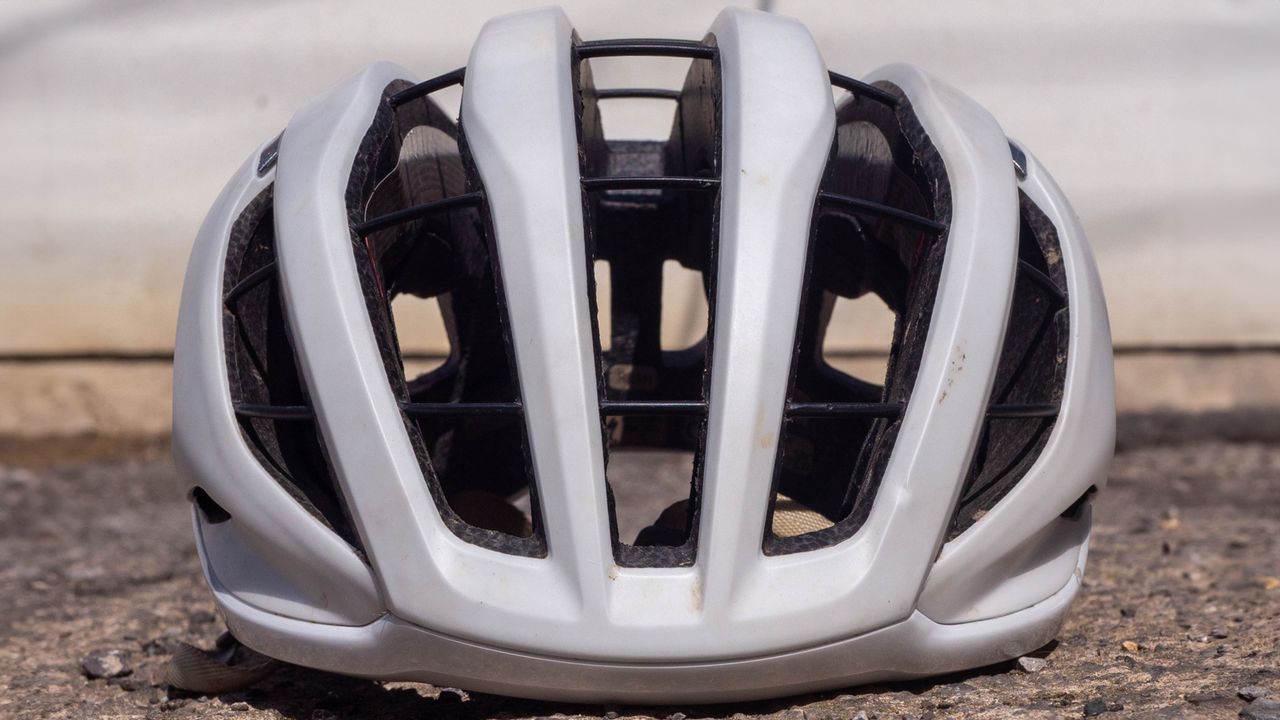 A close up detail of one of the best road bike helmets