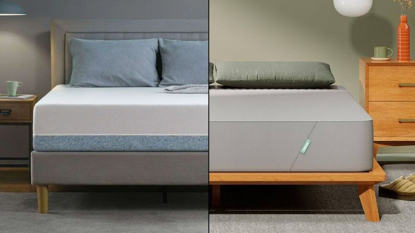 The image shows the Zinus Green Tea mattress on the left and the Siena Memory Foam mattress on the right in a side by side comparison 