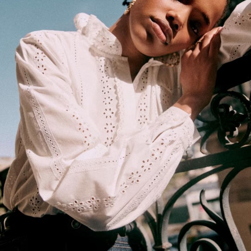 white broderie anglaise blouse