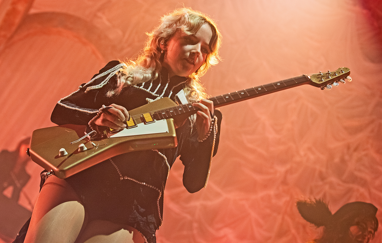 Emily Roberts of The Last Dinner Party performs onstage during a concert at The 3Arena Dublin on November 14, 2025 in Dublin, Dublin.