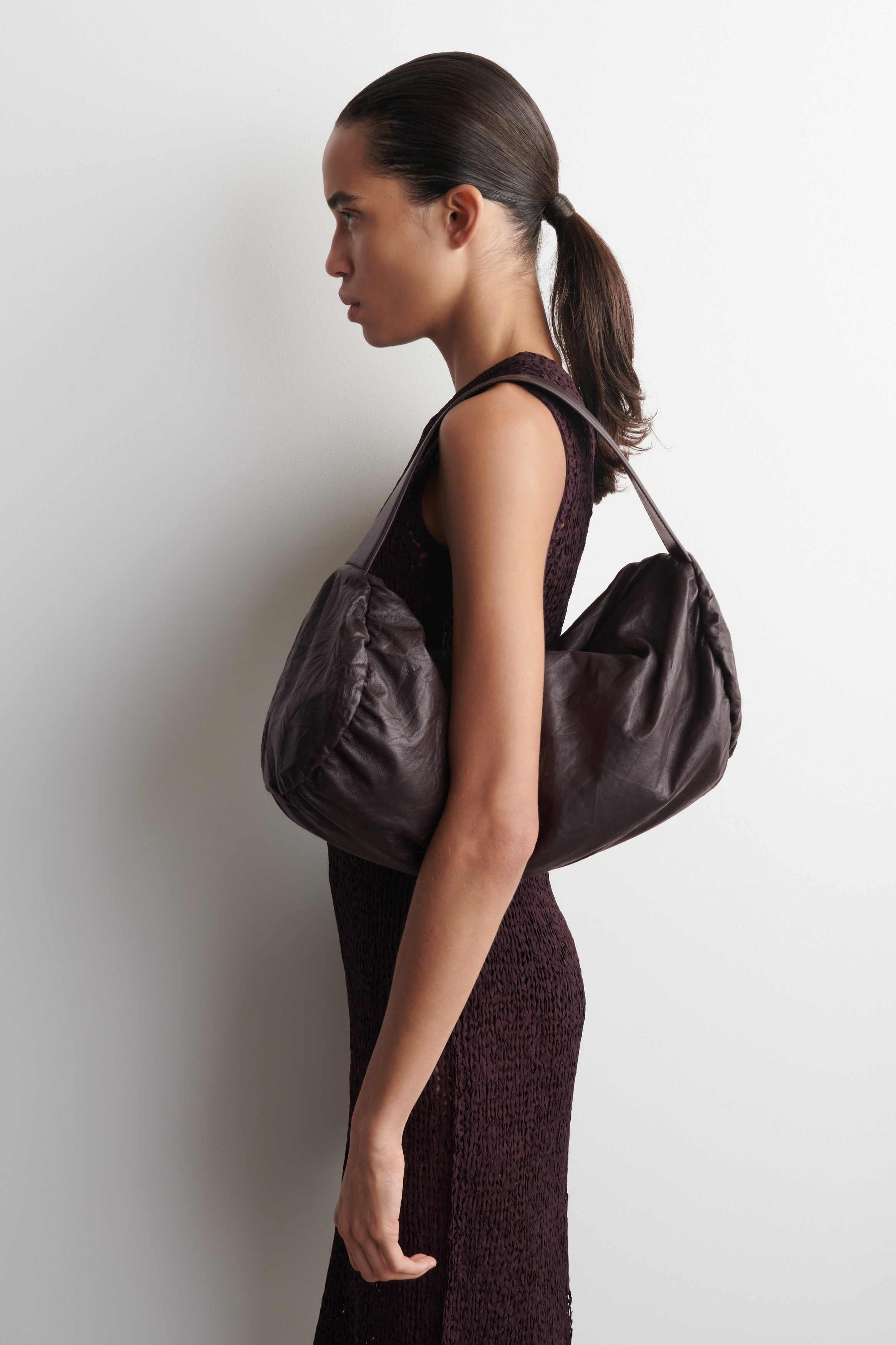 Cylinder Clutch Bag - Textured-Leather