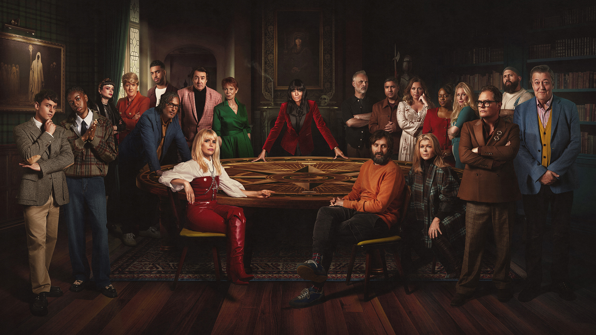 The Celebrity Traitors contestants with host Claudia Winkleman