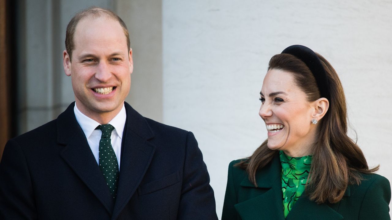 Catherine, Duchess of Cambridge accompanied by Prince William, Duke of Cambridge meets Ireland&#039;s Taoiseach Leo Varadkar and his partner Matthew Barrett on March 03, 2020 in Dublin, Ireland