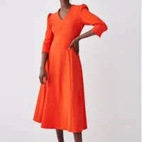 Structured Crepe Full Skirted Midi Dress, £122 ($243) | Karen Millen