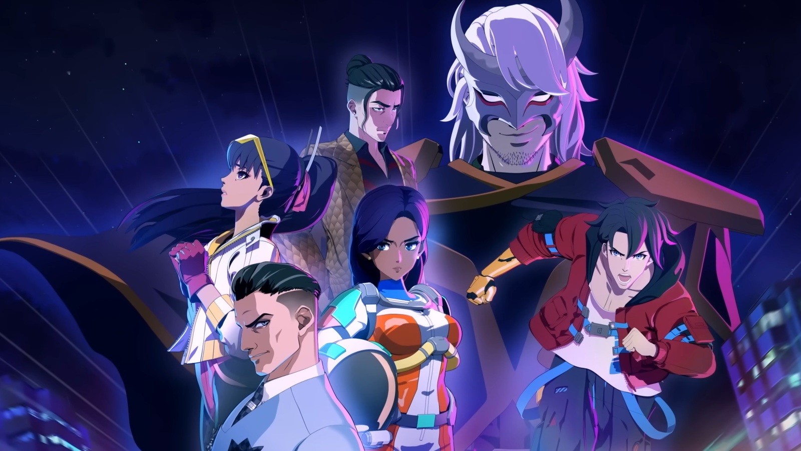 Screamer cover image of cast arranged looking at camera over cityscape