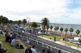The fans have superb viewing points to watch the action from along Ritchie Boulevard in Geelong.