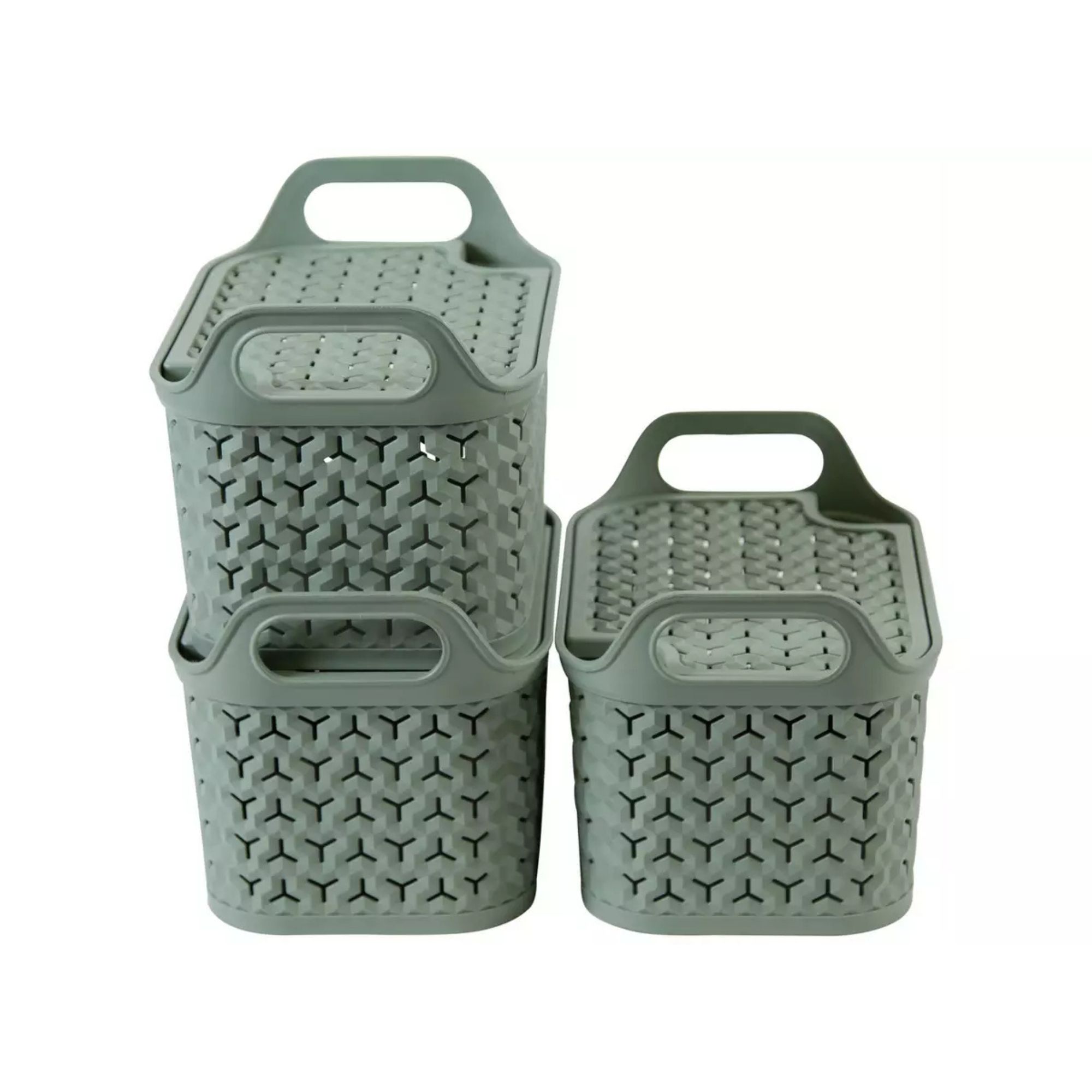 Strata 3x4L Small Urban Storage Basket With Lid - Sage Green