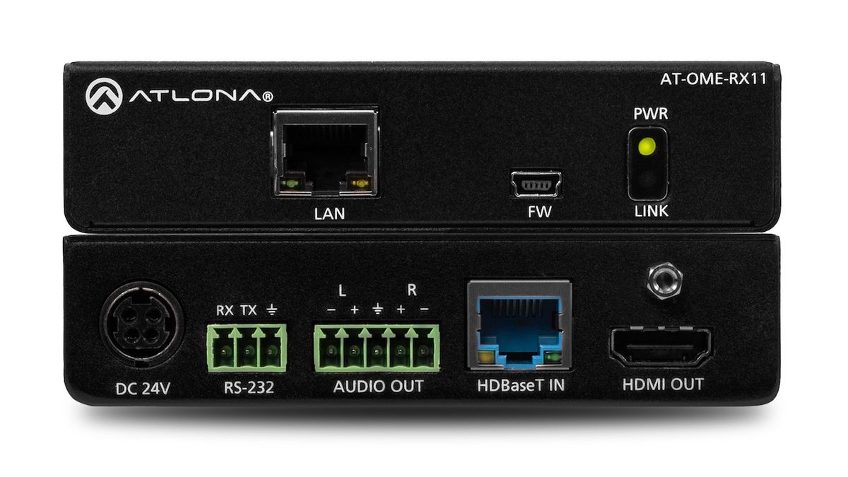 Atlona has unveiled the AT-OME-RX11 4K/UHD HDBaseT receiver with audio de-embedding capabilities.