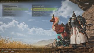 In-game screenshot of the multiplayer lobby options in Monster Hunter Wilds