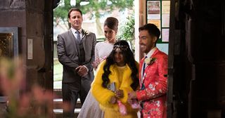 Lily Drinkwell on her wedding day with Tony Hutchinson in Hollyoaks.