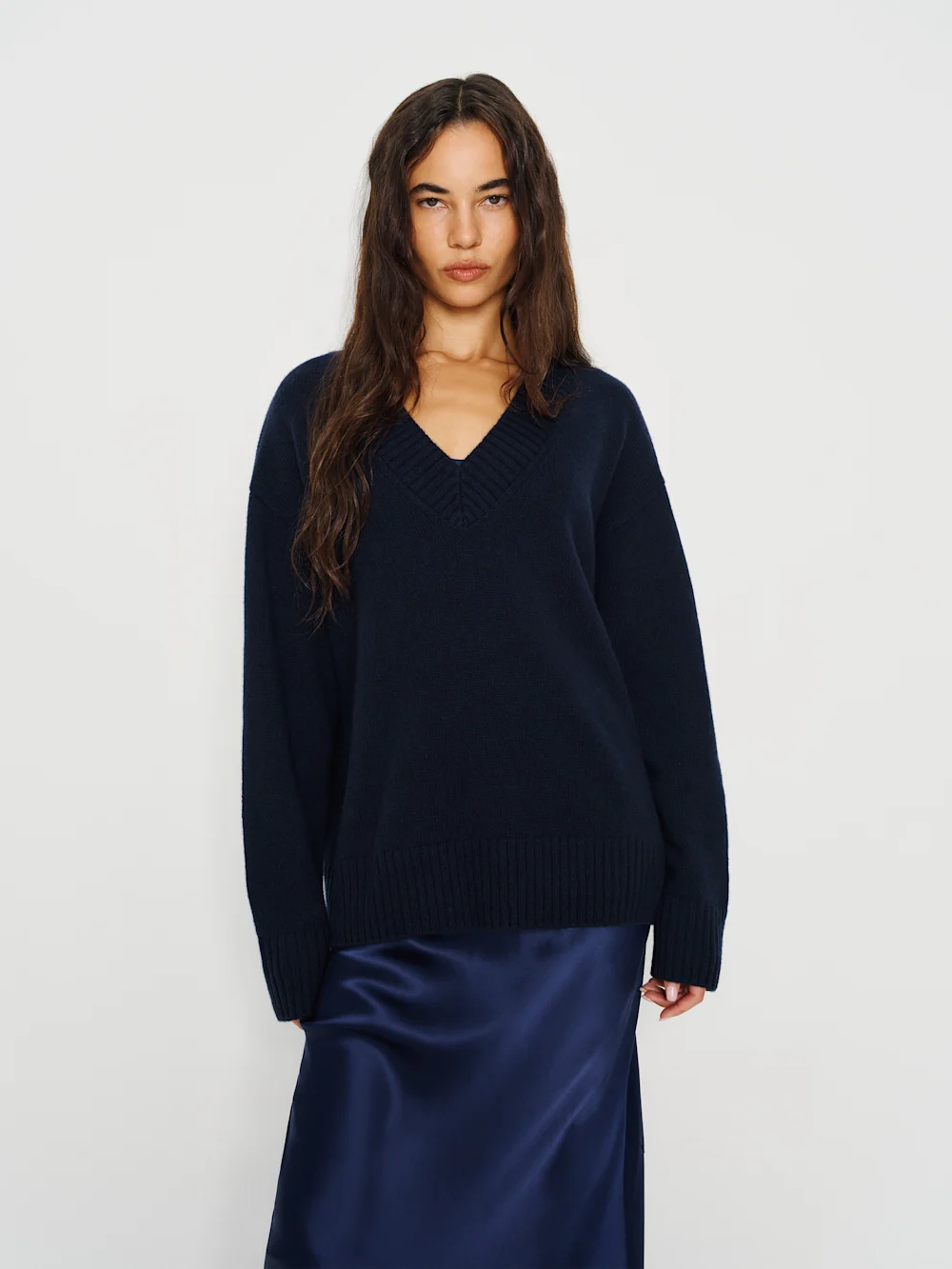 Jadey Cashmere Oversized V-Neck Sweater