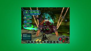 Phantasy Star Online gameplay of fighting a huge boss with four players
