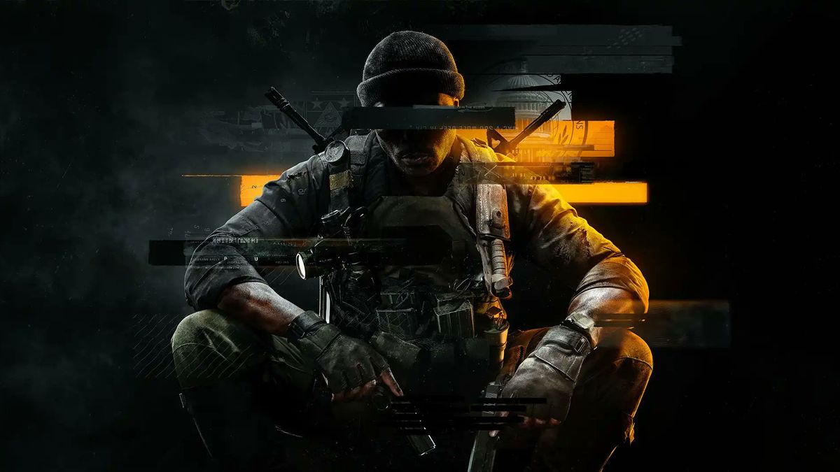 Call of Duty: Black Ops 6 Keyart, no text. A soldier sits in shadow with orange and black accents.