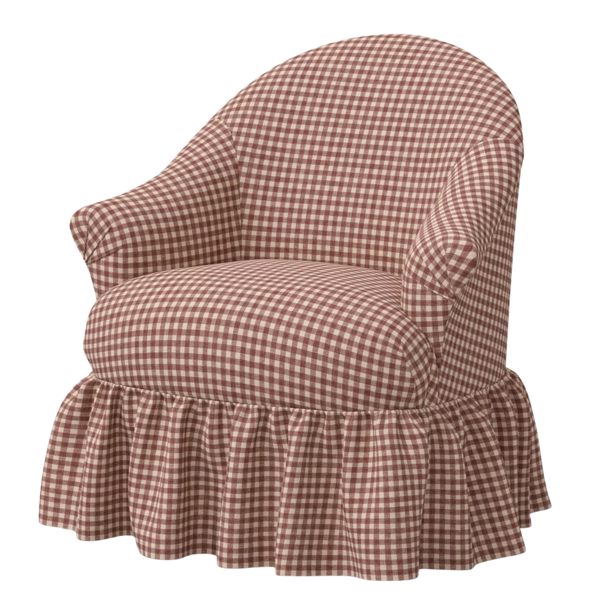 a gingham swivel chair