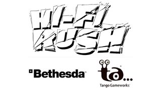 Image of leaked Hi-Fi Rush logo alongside Bethesda and Tango Gameworks.