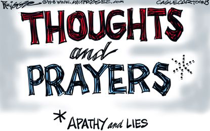Political Cartoon U.S. Thoughts Prayers Apathy Lies