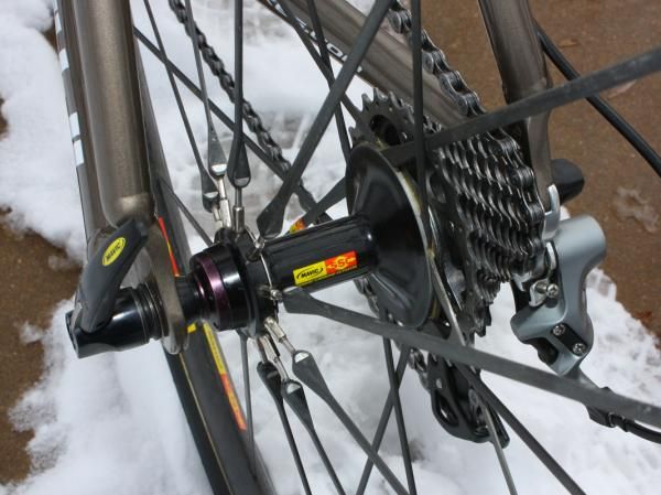 Though the front wheel is all molded together, the rear wheel uses an alloy hub shell that allows for truing when necessary.