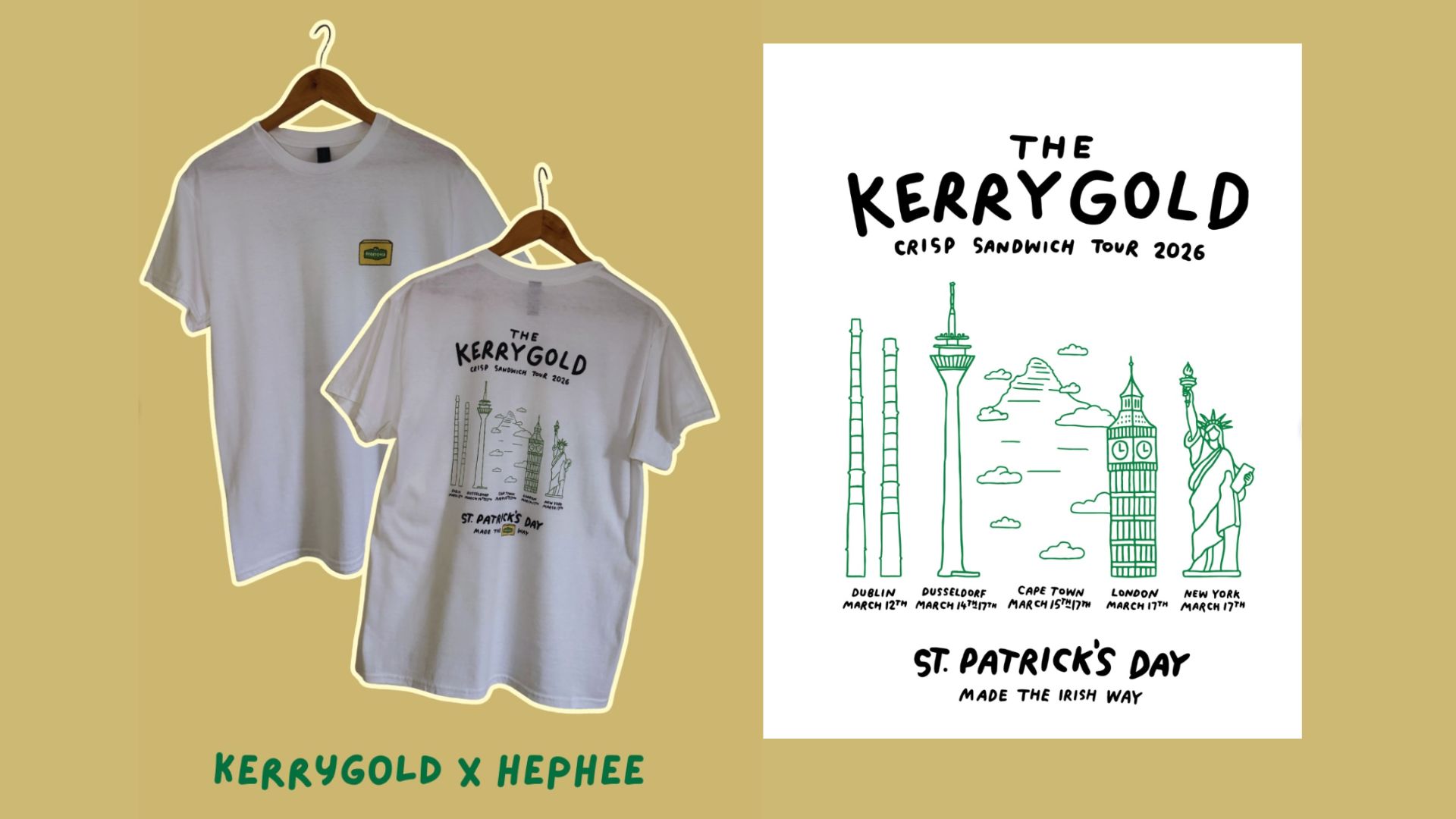 an image of the limited edition teeshirts and the poster for the crisp sandwich tour