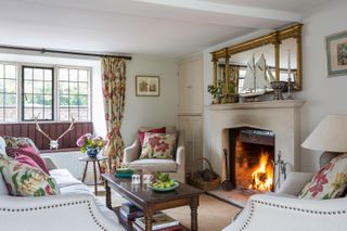 farmhouse living room fireplace