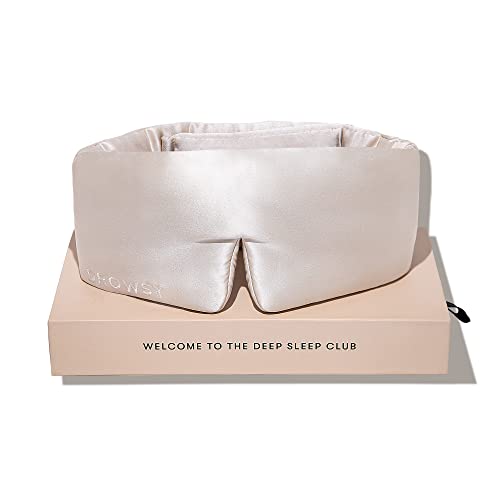 Drowsy Silk Sleep Mask. Face-Hugging, Padded Silk Cocoon for Luxury Sleep in Total Darkness (dusty Gold)