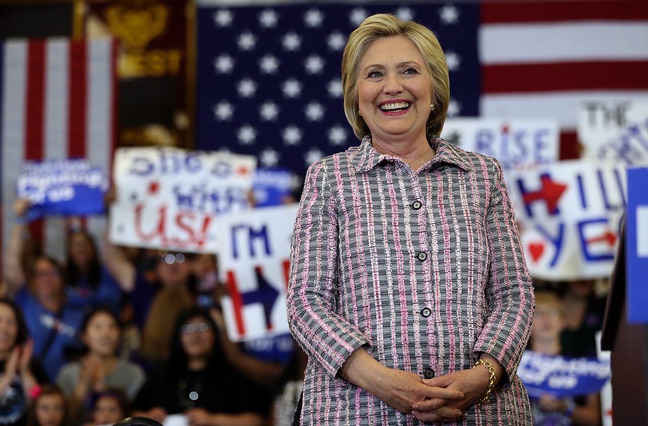 Hillary Clinton at a rally in California