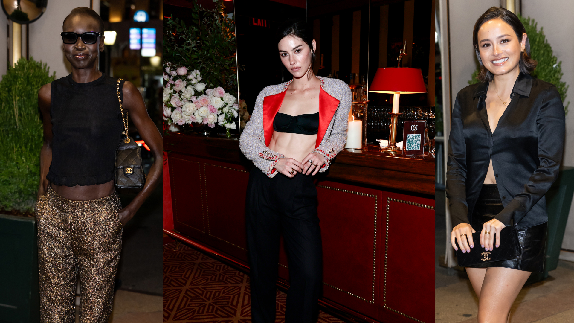 Alek Wek, Gracie Abrams, and Chase Sui-Wonders attend a Chanel haute couture party wearing Chanel looks