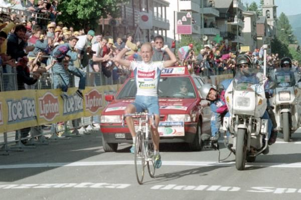Pantani won a stage in Aprica, when the race visited the Stevlio