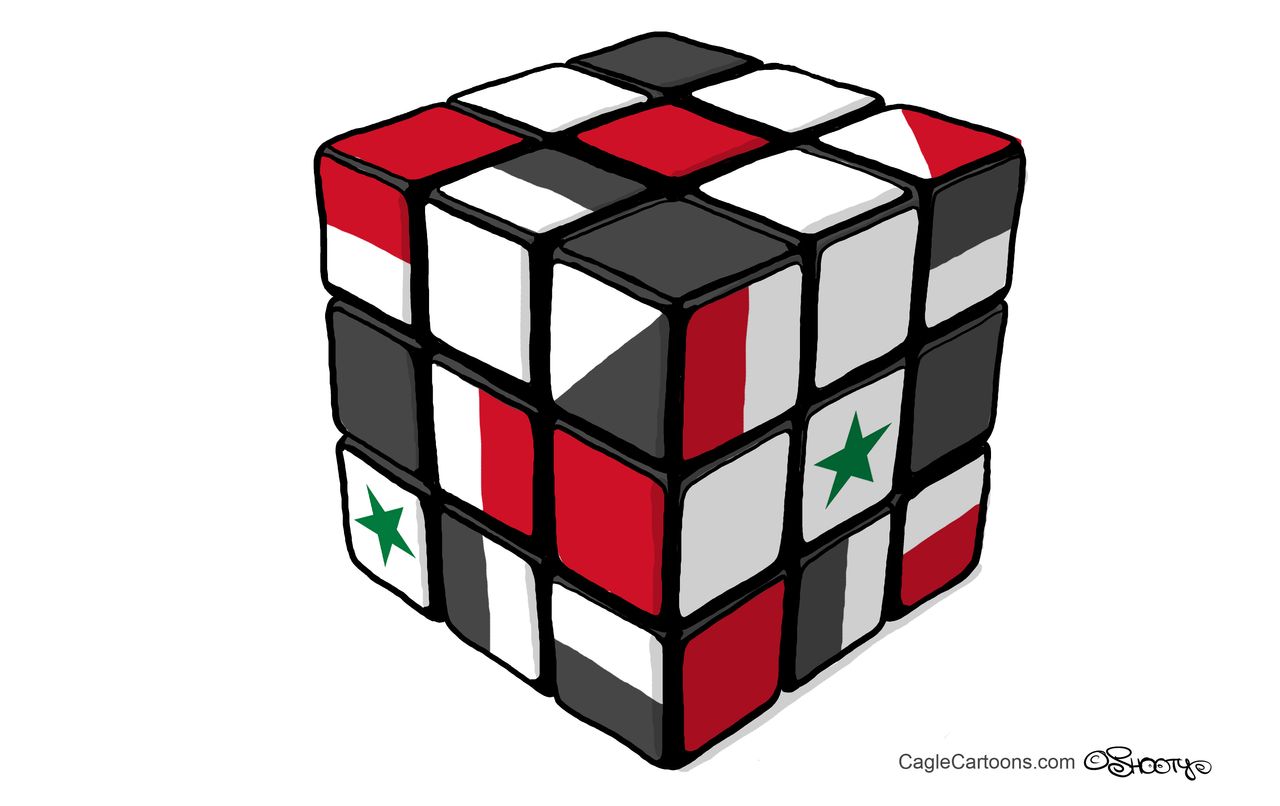 Editorial cartoon World Syria Territory Rubick&amp;#039;s Cube