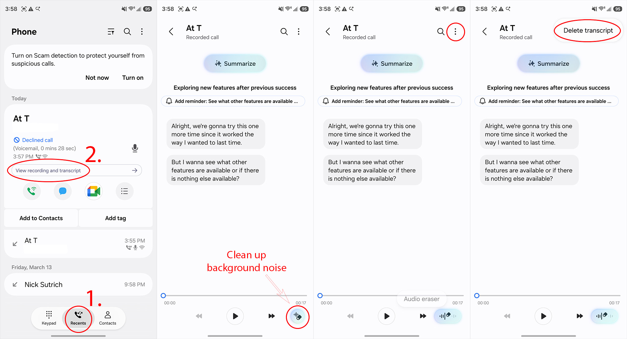 How to manage, clean up the audio, and delete Direct Voicemails in Samsung One UI 8.5