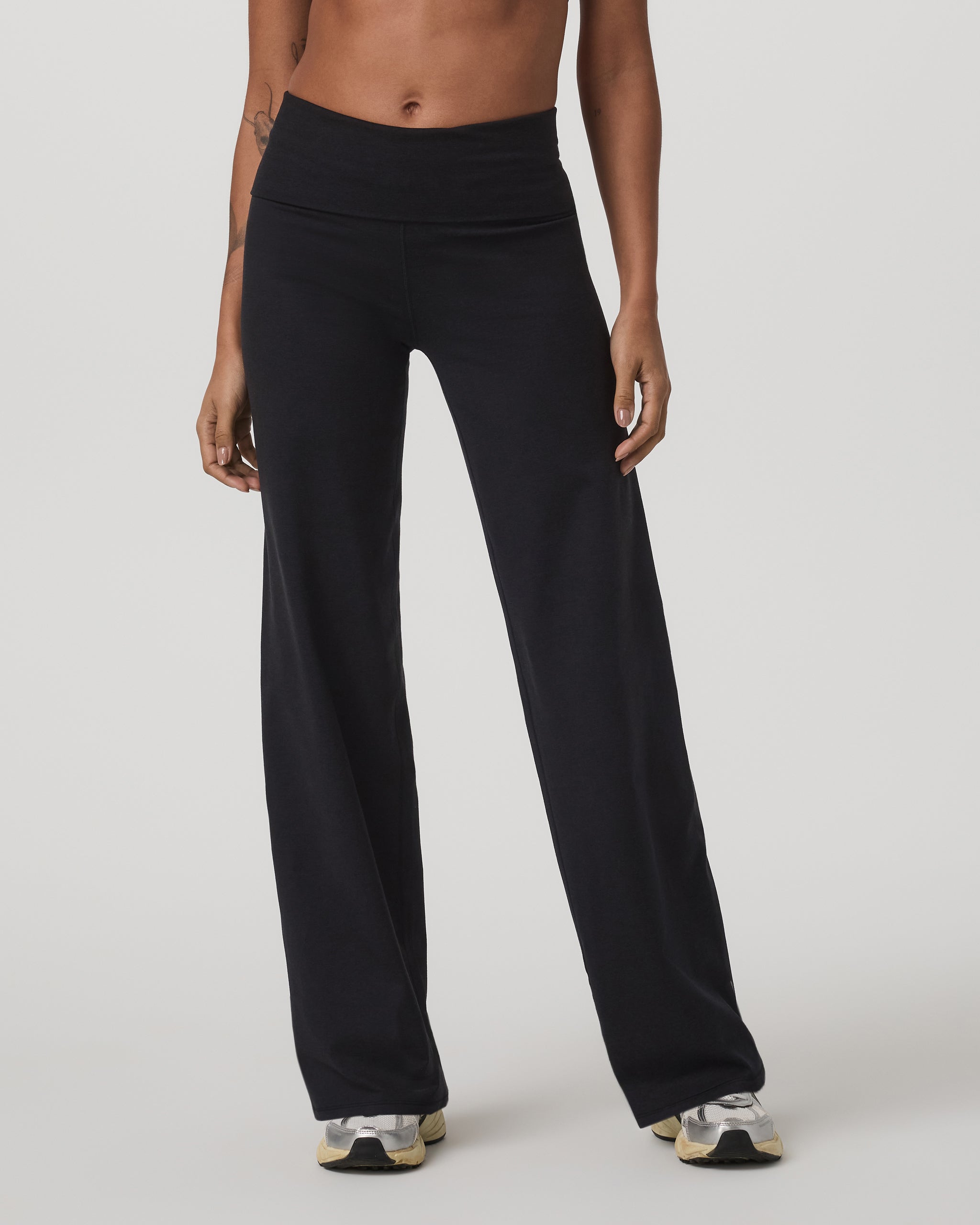 Granite Foldover Straight Leg - Black Heather - Xxs