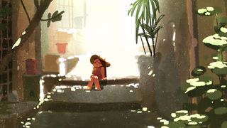 Artist Sketchbook; a digital painting of a girl on a sunny roof