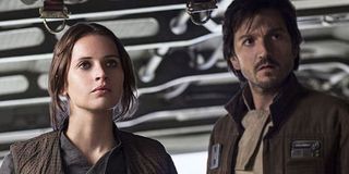 Felicity Jones as Jyn Erso and Diego Luna as Cassian Endor in Rogue One