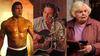 Dwayne Johnson in "The Smashing Machine," Jeremy Allen White in "Springsteen: Deliver Me from Nowhere," and June Squibb in "Eleanor the Great"