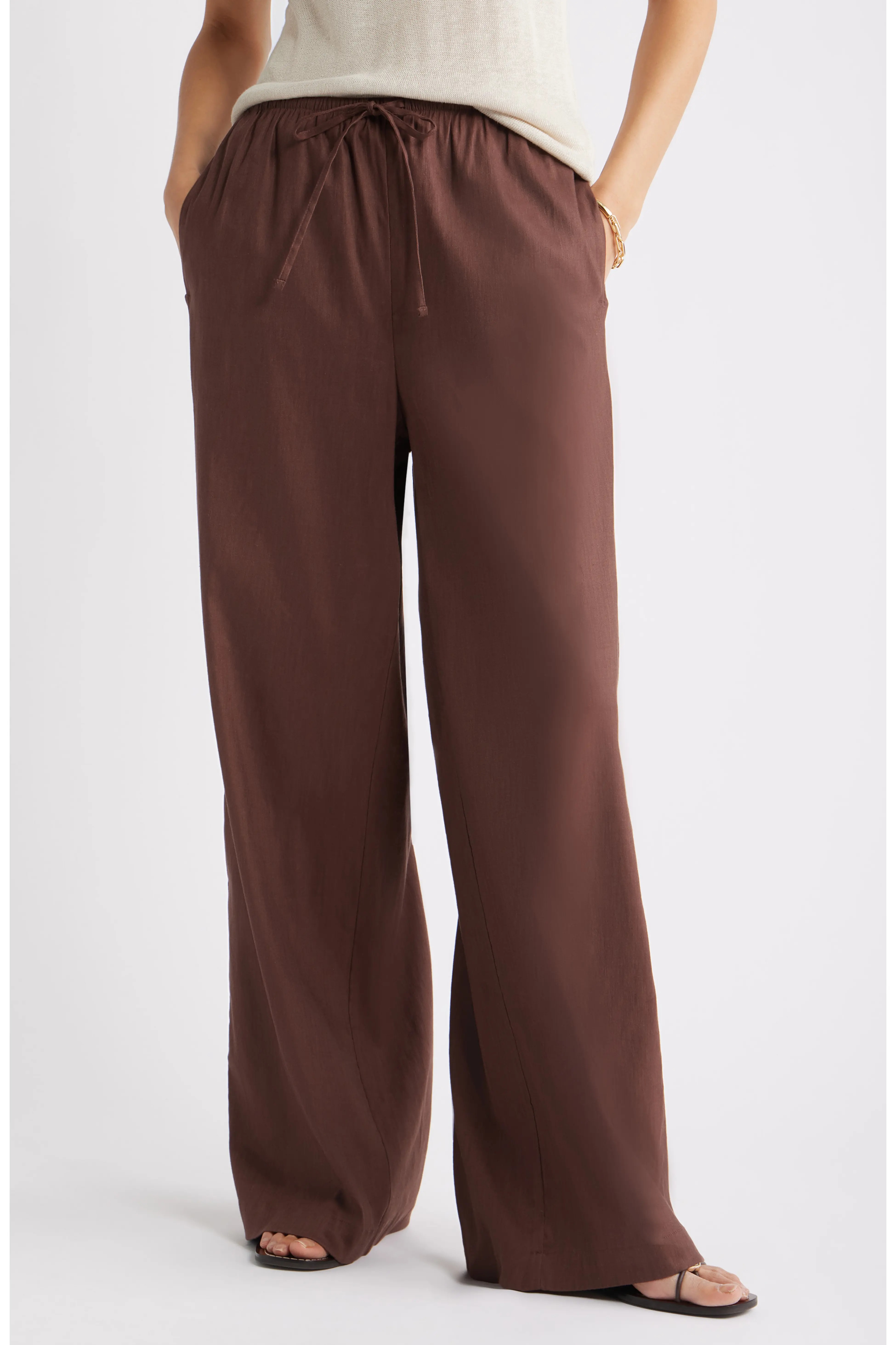 Nordstrom, Linen Blend Drawstring Pants