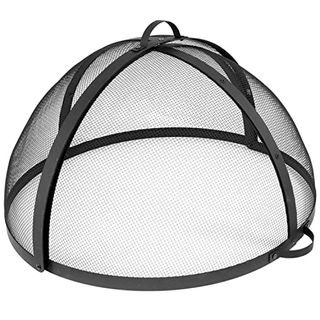 Sunnydaze Easy-Opening, Heavy-Duty Fire Pit Spark Screen Cover With Hinged Door - 22-Inch Diameter