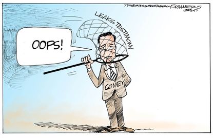 Political cartoon U.S. Comey testimony Russia leaks