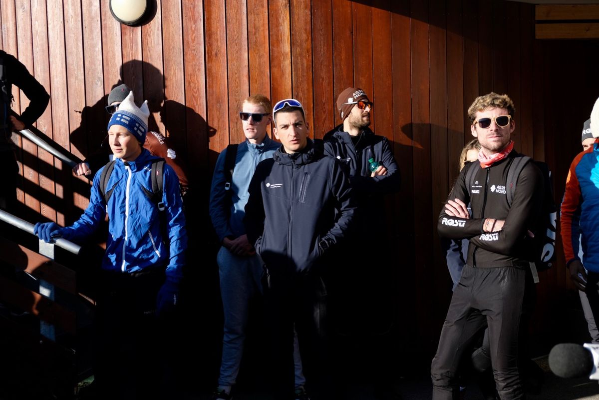 The riders ready to head out