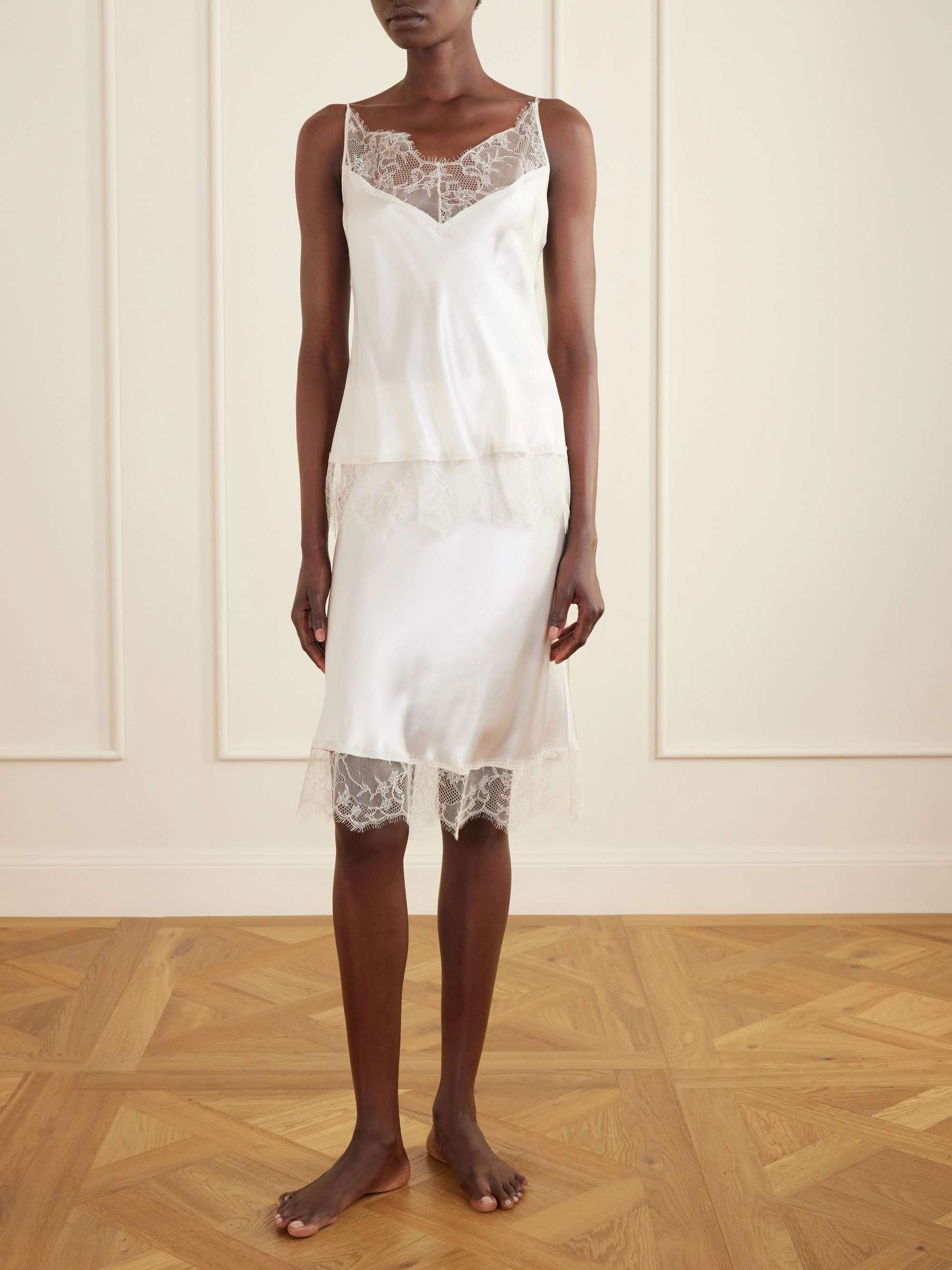 Lace-Trimmed Silk-Satin Camisole