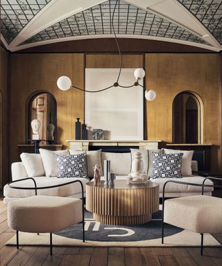 sophisticated monochrome living room scheme