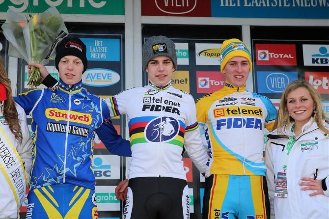 U23 men's podium at Superprestige Middelkerke (L-R): Michael Vanthourenhout, Wout Van Aert and Toon Aerts