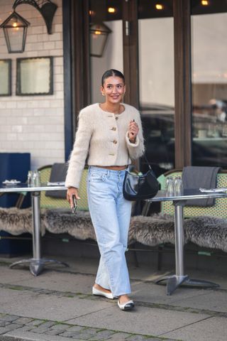 woman in tan jeans