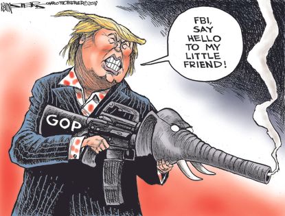 Political cartoon US Trump Russia investigation Mueller FBI GOP Scarface