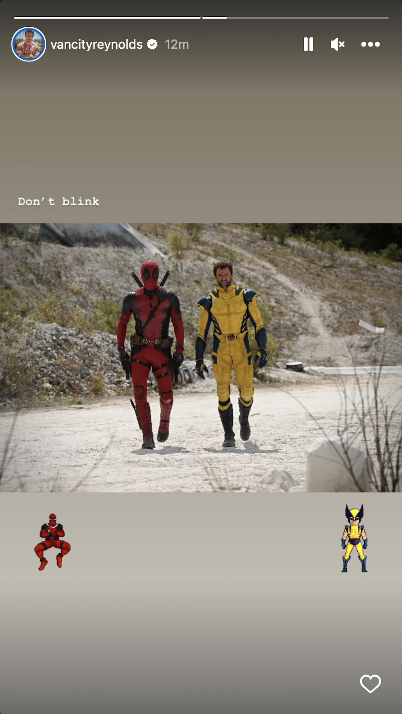 Ryan Reynolds and Hugh Jackman in Deadpool 3, with Wolverine's yellow suit