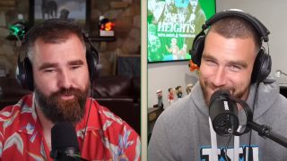 Jason Kelce and Travis Kelce on the New Heights podcast.